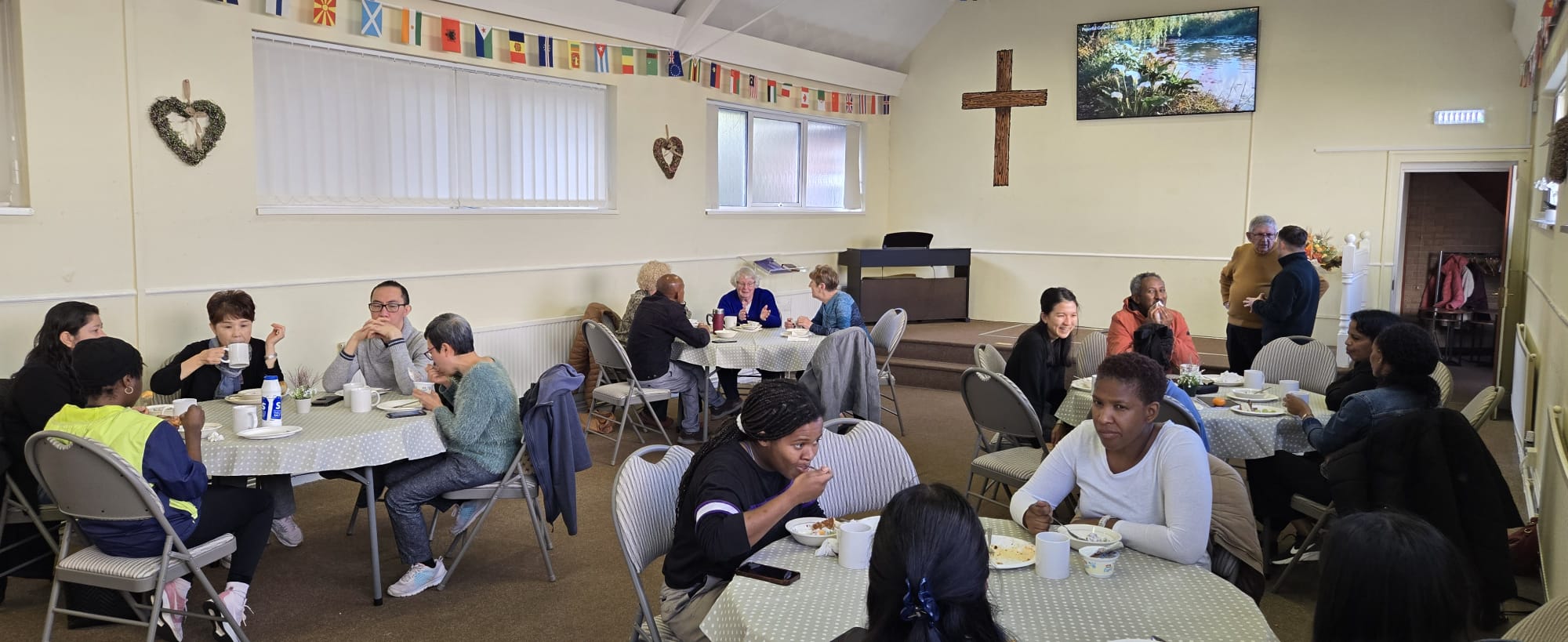 Prayer gathering with community members