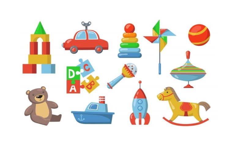 Colorful toys for toddlers group